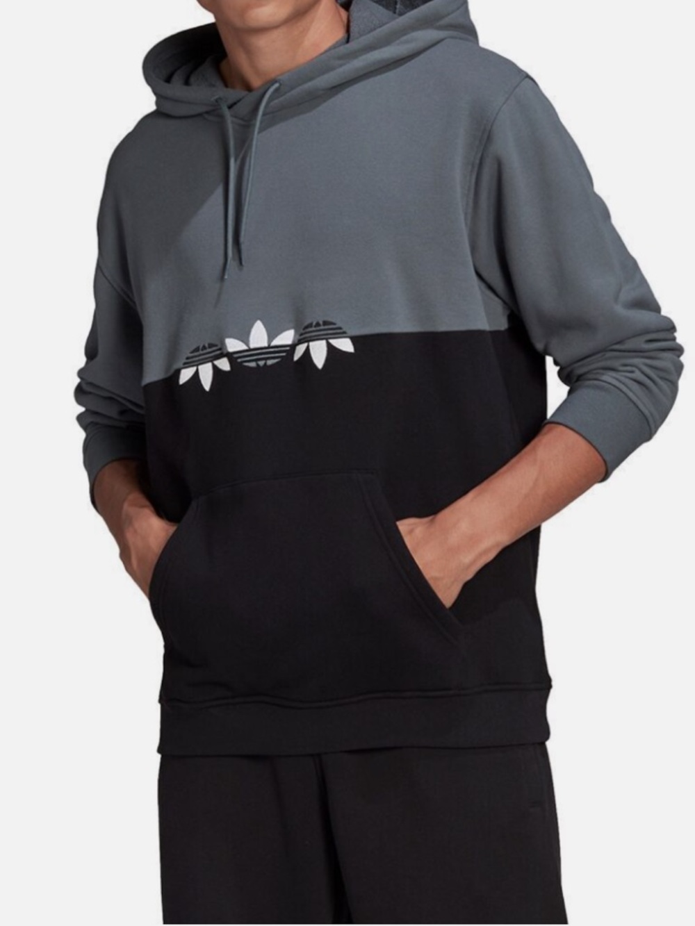 Adidas Originals Men's Slice Trefoil Cotton Colorblock Pullover Hoodie Medium